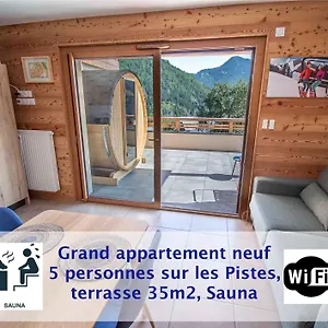 Appartement Dans Neuve Le Snow Roc Sur Les Pistes, Grand Cosy 5 Pers Avec Terrasse Panoramique, Sauna, Wifi, Saint-Jean-dʼAulps